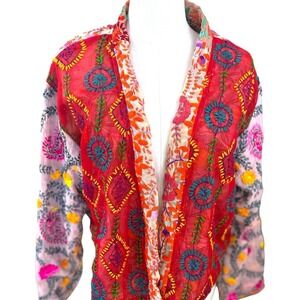 Kaantha‎ Karma Phulkari NWOT SZ XL Embroidered Kimono Jacket handmade in India